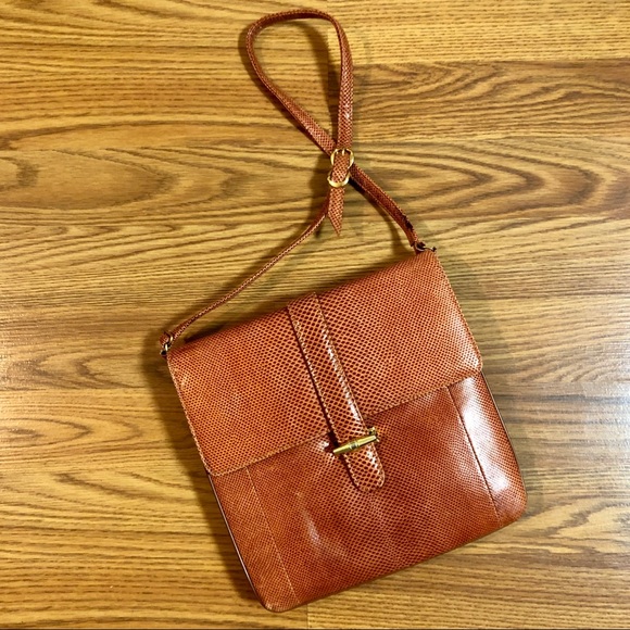 Handbags - Vintage Burnt Orange Snakeskin Clutch Purse